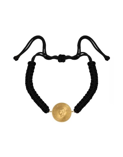 Yarım Altınlı Siyah İpli Bileklik