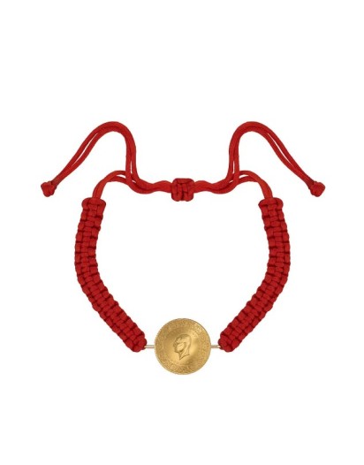 Tam Altınlı Kırmızı İpli Bileklik
