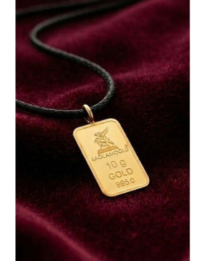 10 Gr 24 Ayar Külçe Altın İpli Kolye