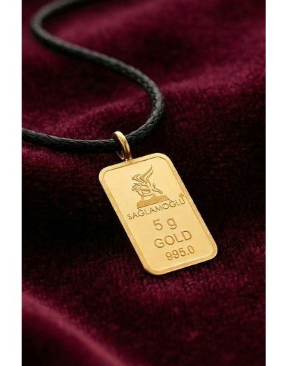 5 Gr 24 Ayar Külçe Altın İpli Kolye