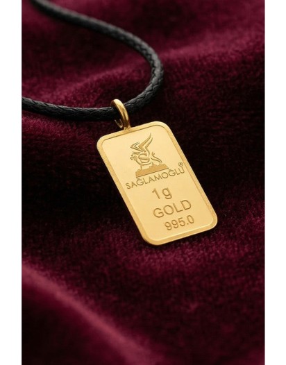 1 Gr 24 Ayar Külçe Altın İpli Kolye