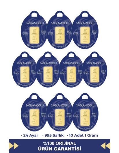10 Gr 24 Ayar Külçe Altın (10 Adet 1 Gram)