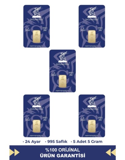 25 Gr 24 Ayar Külçe Altın (5 Adet 5 Gram)