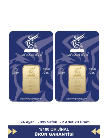 40 Gr 24 Ayar Külçe Altın (2 Adet 20 Gram)