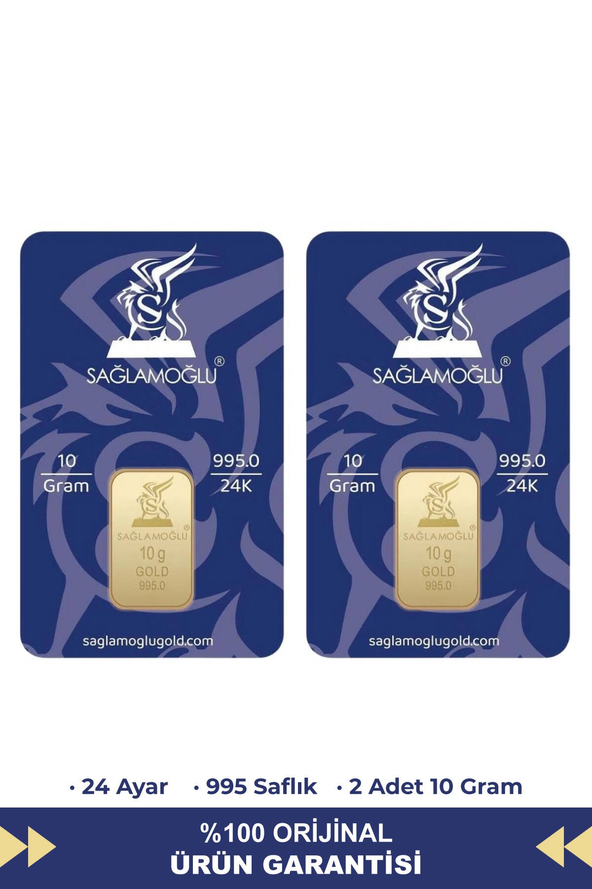 20 Gr 24 Ayar Külçe Altın (2 Adet 10 Gram)